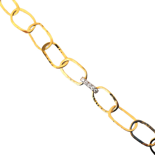 Oval Link Chain Bracelet with Pave Diamond Bar