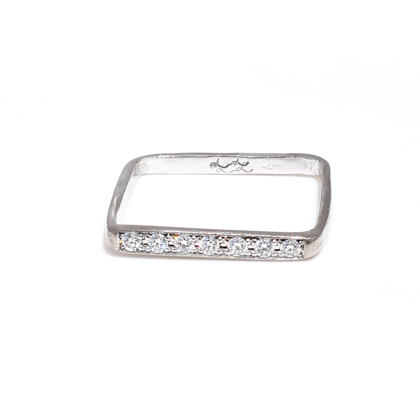 Pave Diamond Sleek Square Band - 18K White Gold