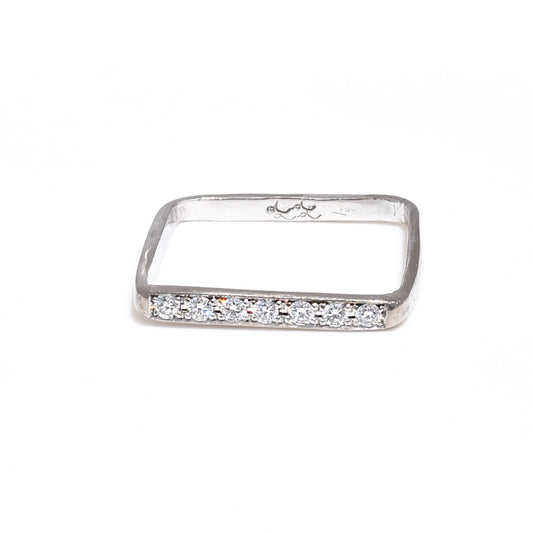 Pave Diamond Sleek Square Band - 18K White Gold