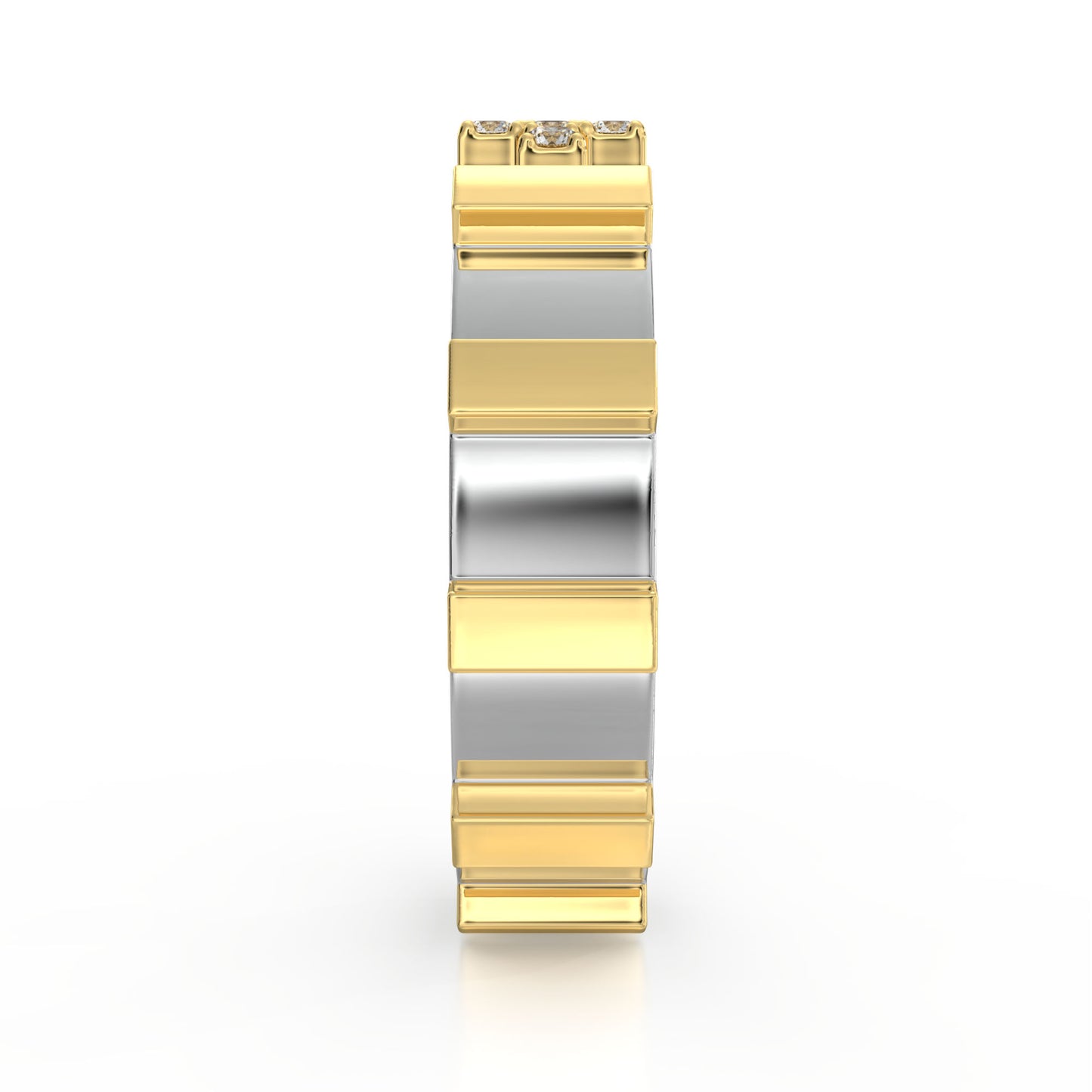 Rosary Ring - Two Tone 18K Gold Pave diamond Cross