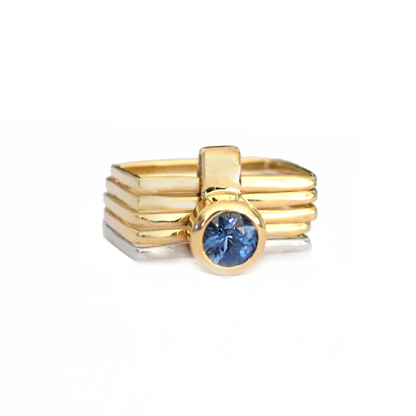 Firenze Ring - Sapphire Bezel Set Two Tone 18K Gold