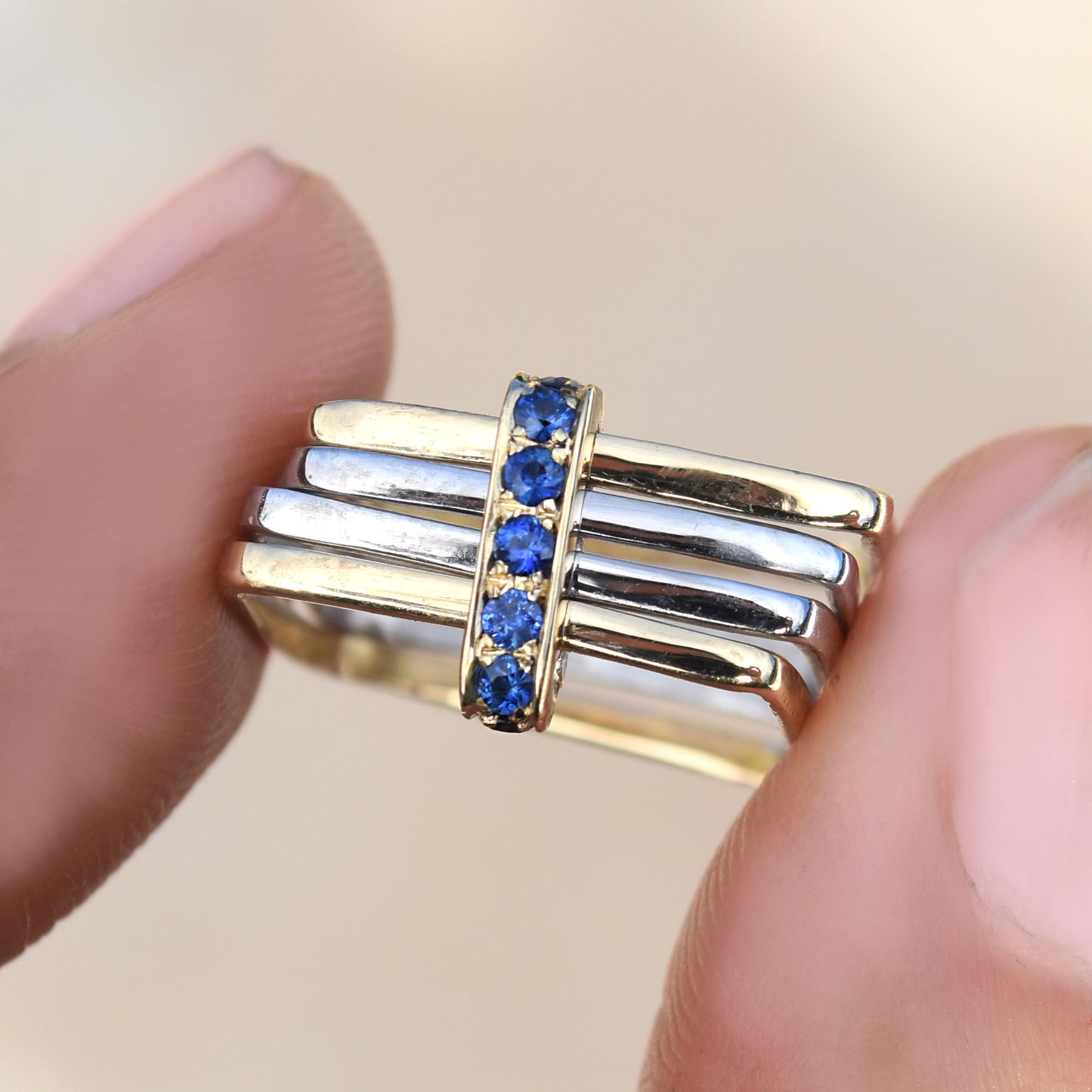 Firenze Ring - Sapphire Pave Two Tone 18k Gold