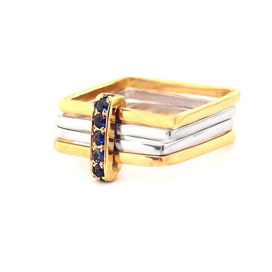 Firenze Ring - Sapphire Pave Two Tone 18k Gold