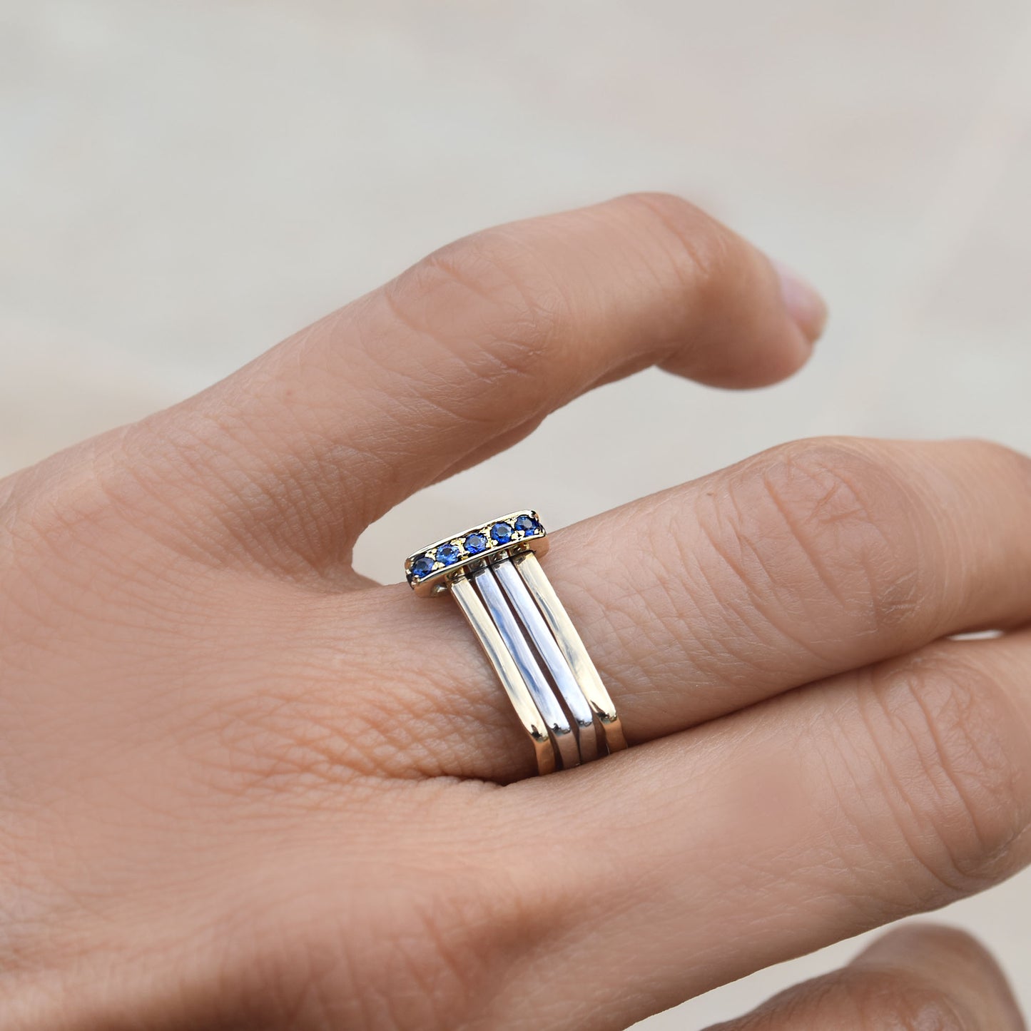 Firenze Ring - Sapphire Pave Two Tone 18k Gold