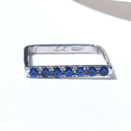 Eternity Sleek Square Band Sapphire Pave - 18K White Gold