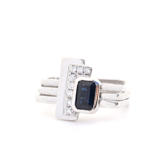 Firenze Ring - Sapphire Bezel Setting and Pave Diamond