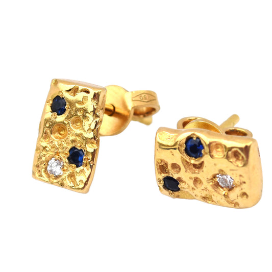 Sea Urchin Sapphire and Diamond Earring Studs