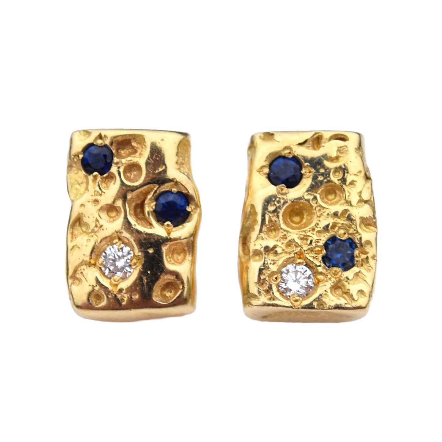 Sea Urchin Sapphire and Diamond Earring Studs