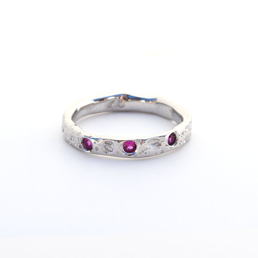 Sea Urchin Band - 18K white Gold and Pink Sapphires
