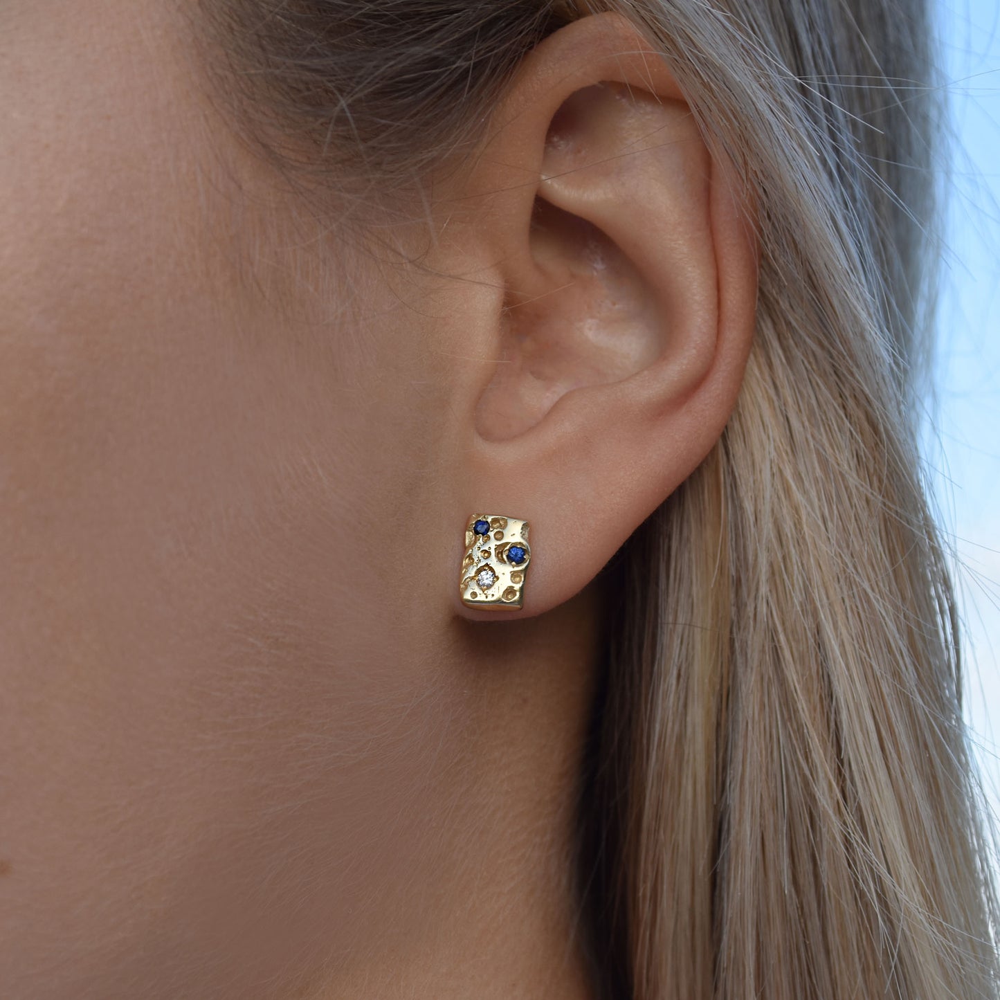 Sea Urchin Sapphire and Diamond Earring Studs