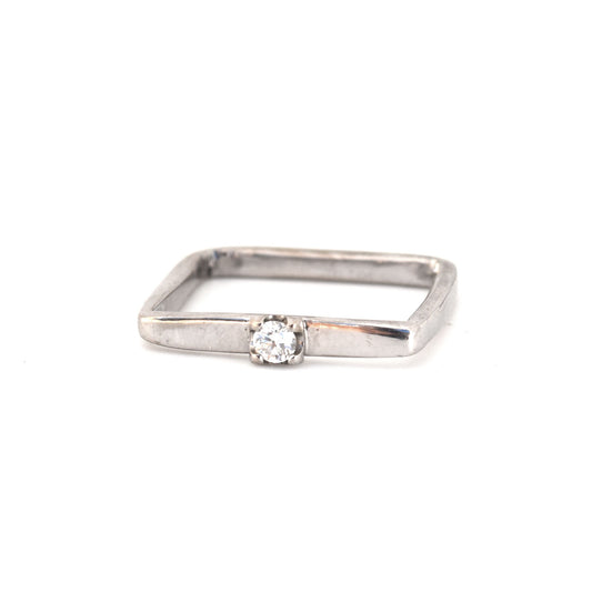 Sleek Square Band - Solitaire Diamond