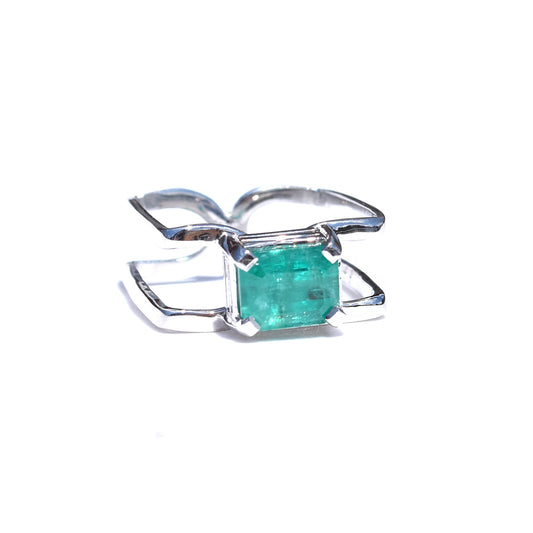 Sydney Ring - Emerald and 18K White Gold