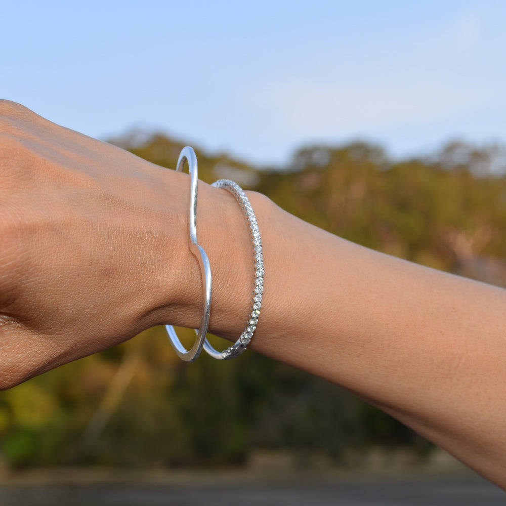 Heart Bangle - Sterling Silver